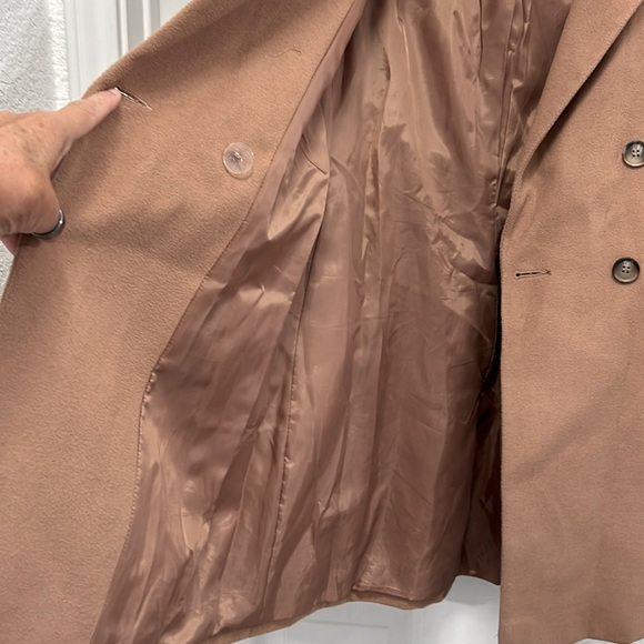 TopShop Camel Peacoat Trench Double Breasted Women Fall Winter Midi Pockets Sz 2 - Picture 9 of 13